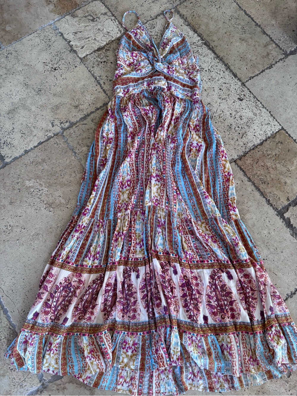 ANGIE Floral Boho Cottage Maxi Dress SZ L